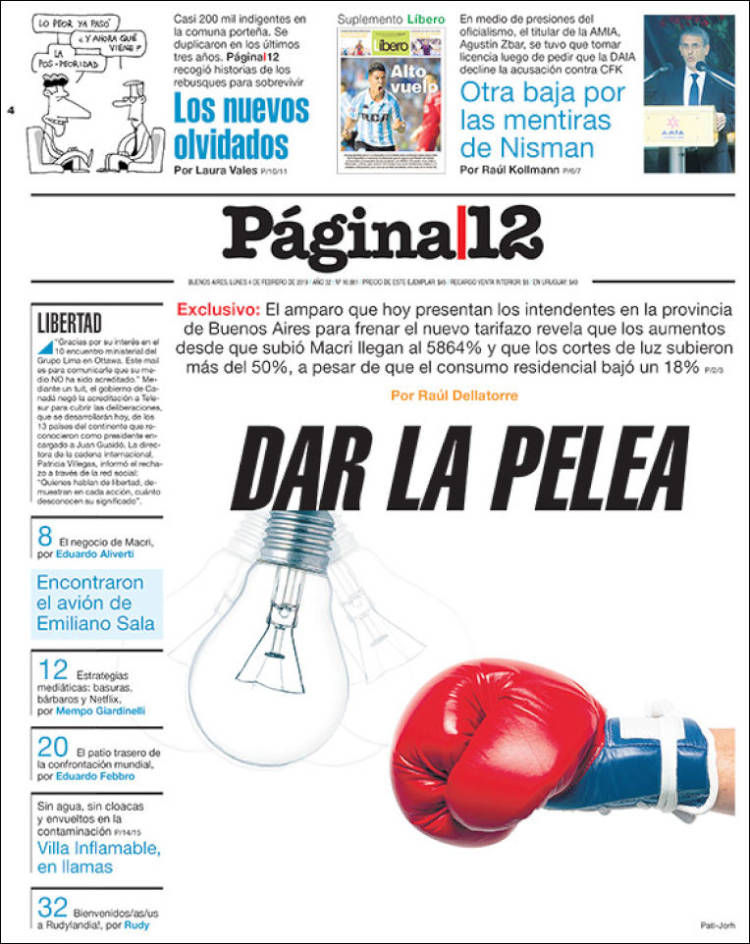 Portada de Página/12 (Argentina)