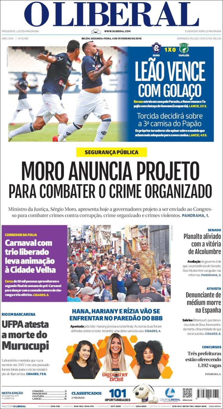 Portada de O Liberal (Brasil)