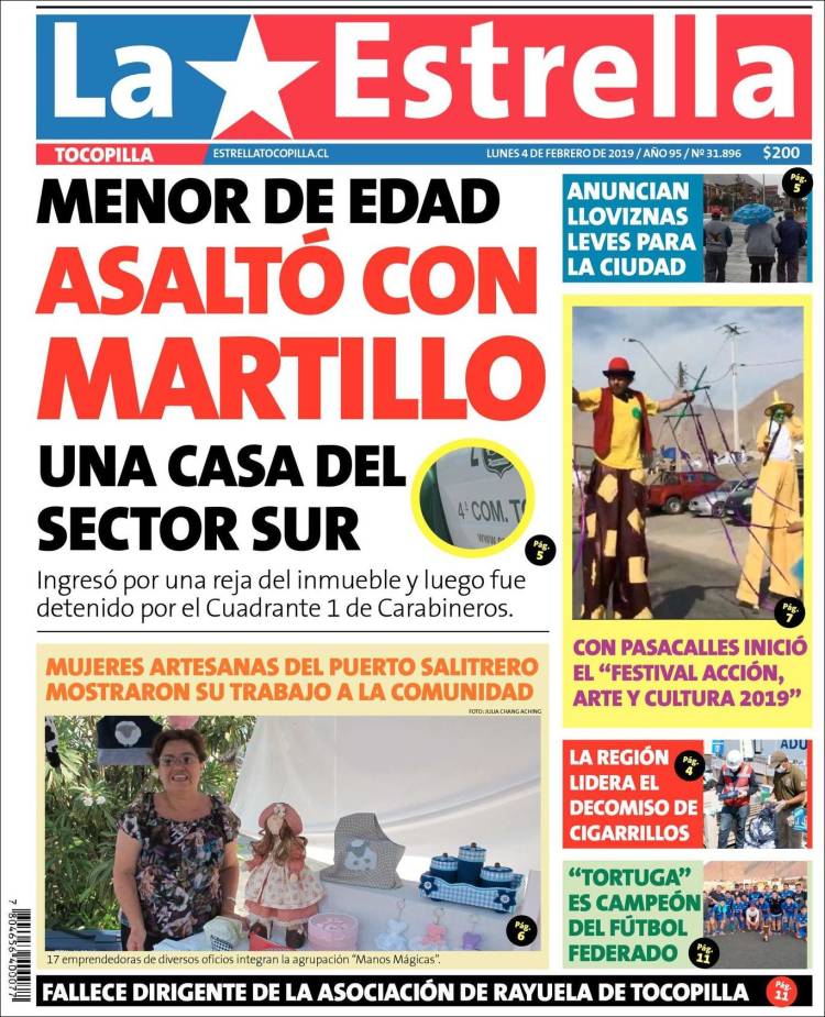 Portada de La Estrella de Tocopilla (Chile)