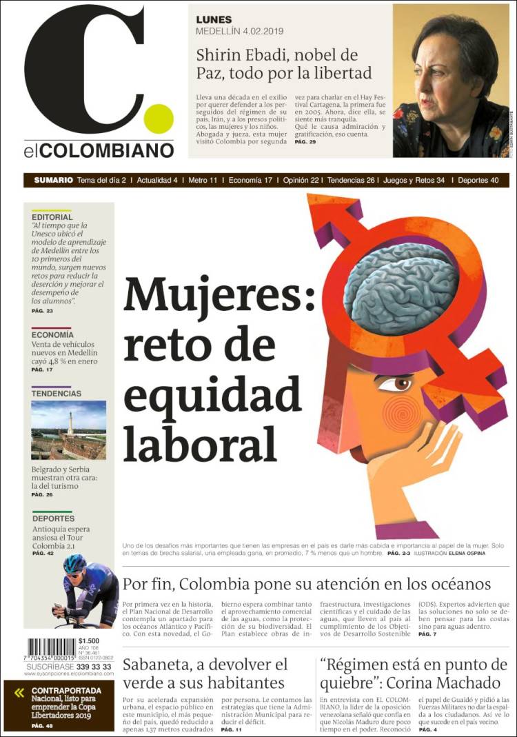 Portada de El Colombiano (Colombia)