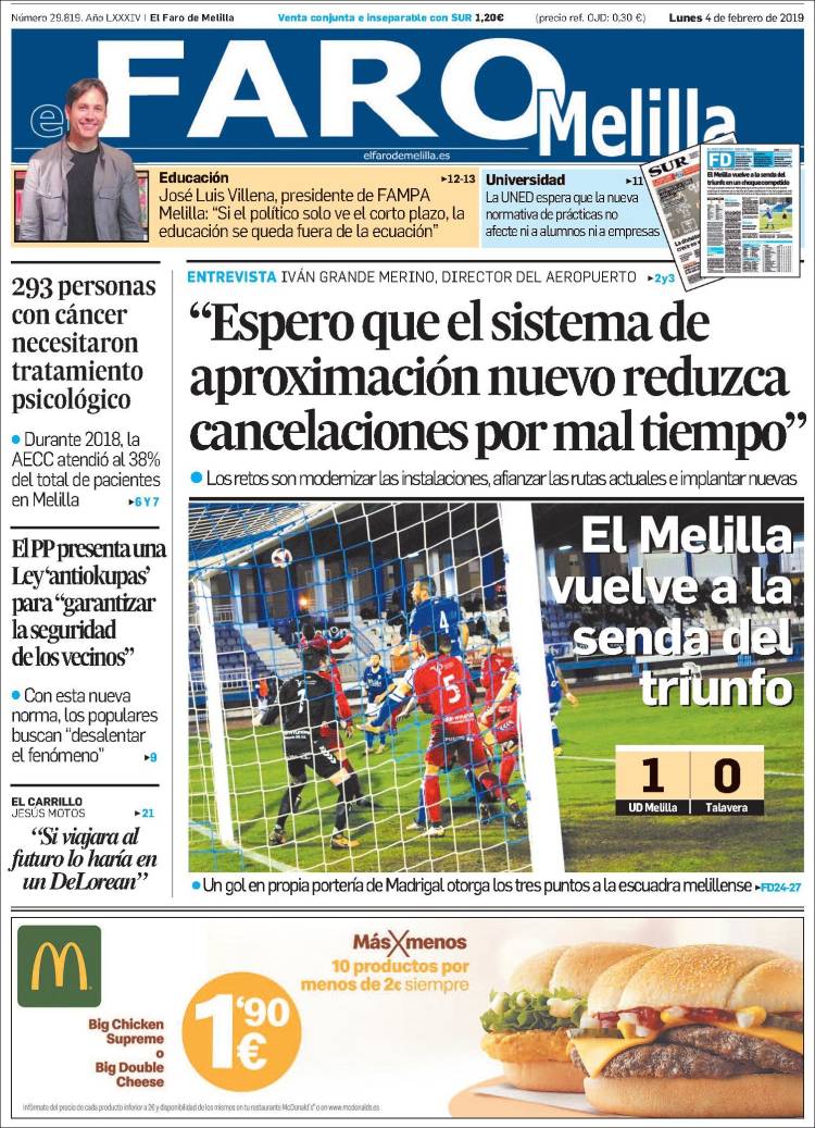 Portada de El Faro de Melilla (Espa&ntilde;a)