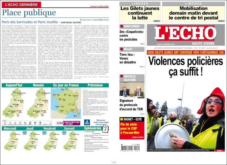 Portada de L'Echo de la Haute-Vienne (Francia)