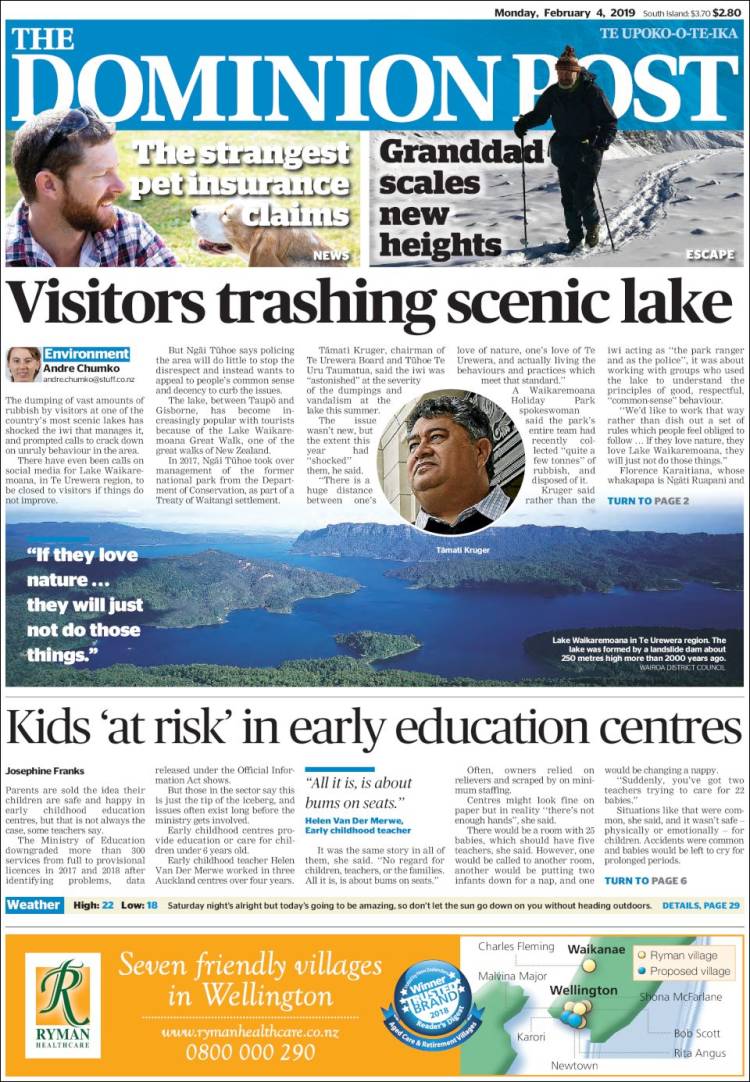 Portada de The Dominion Post (Nueva Zelanda)