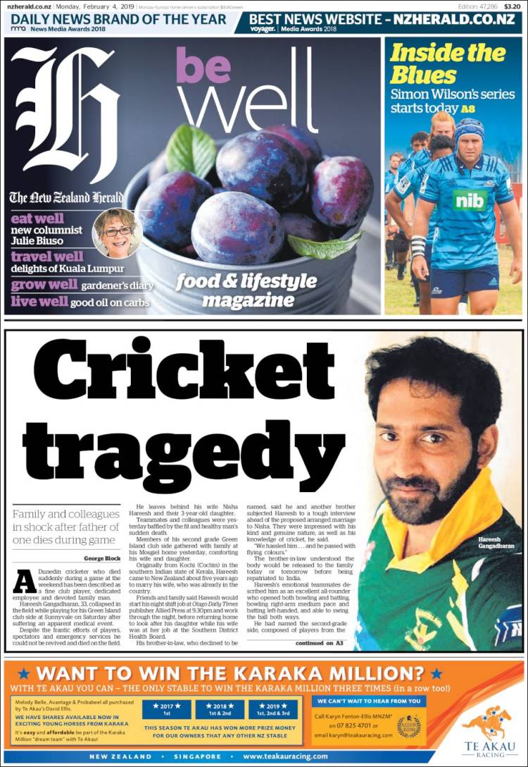 Portada de The New Zealand Herald (Nueva Zelanda)