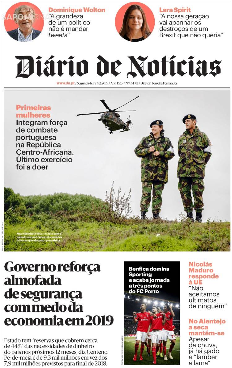 Portada de Diário de Noticias (Portugal)