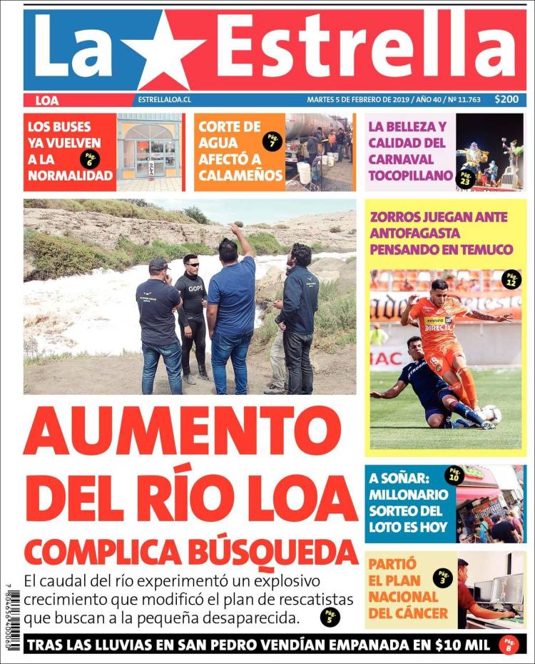 Portada de La Estrella de Loa (Chile)