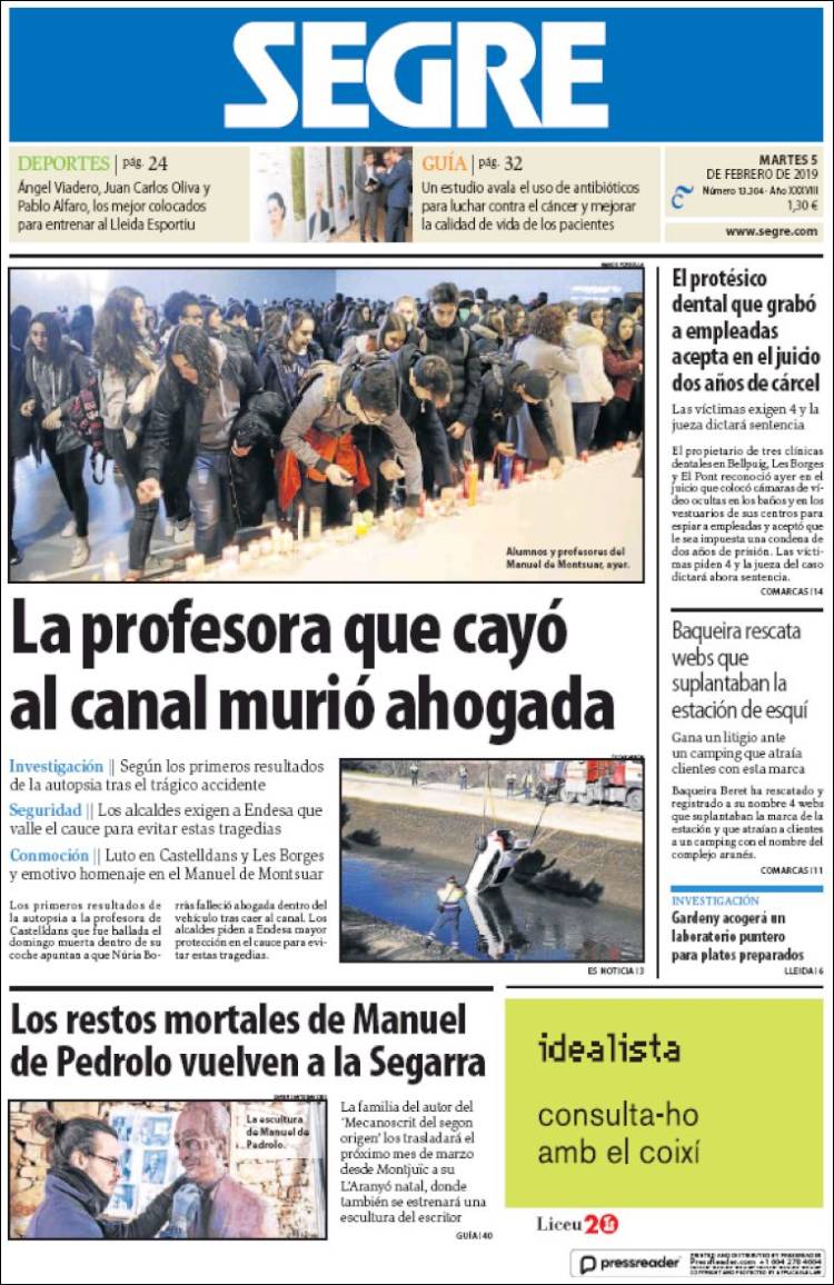 Portada de Segre  (España)