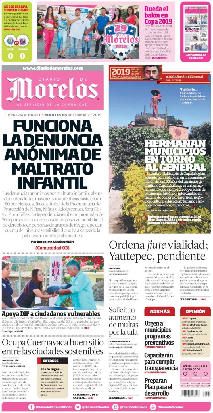 Portada de Diario de Morelos (México)