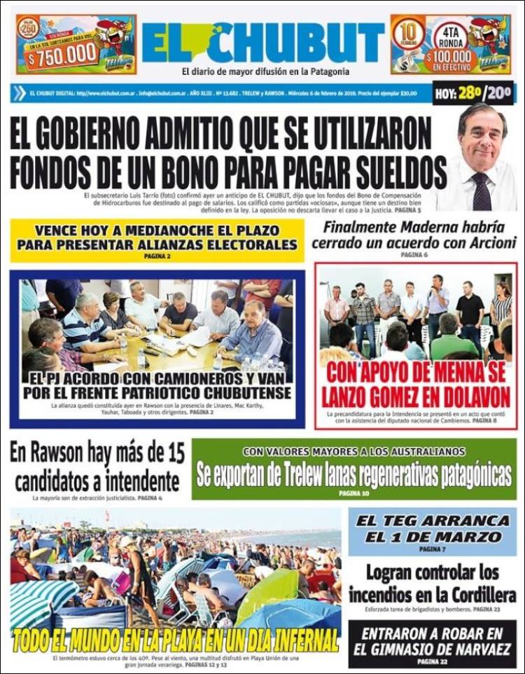 Portada de El Chubut (Argentina)