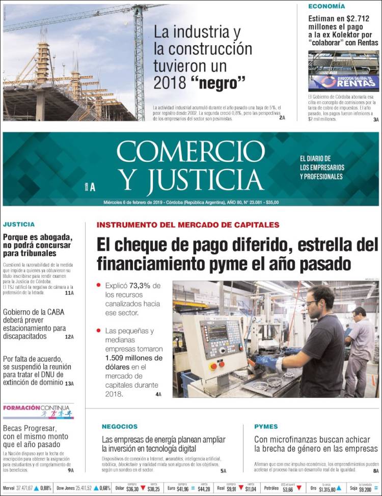 Portada de Comercio y Justicia (Argentina)