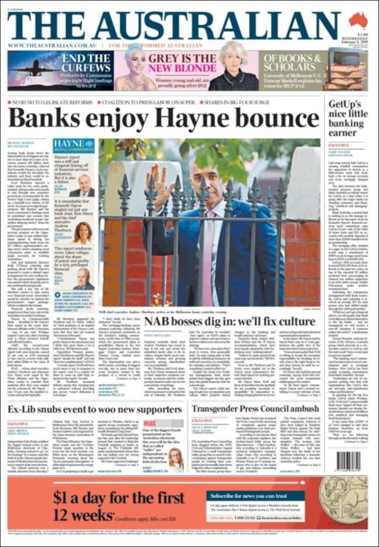 Portada de The Australian (Australia)