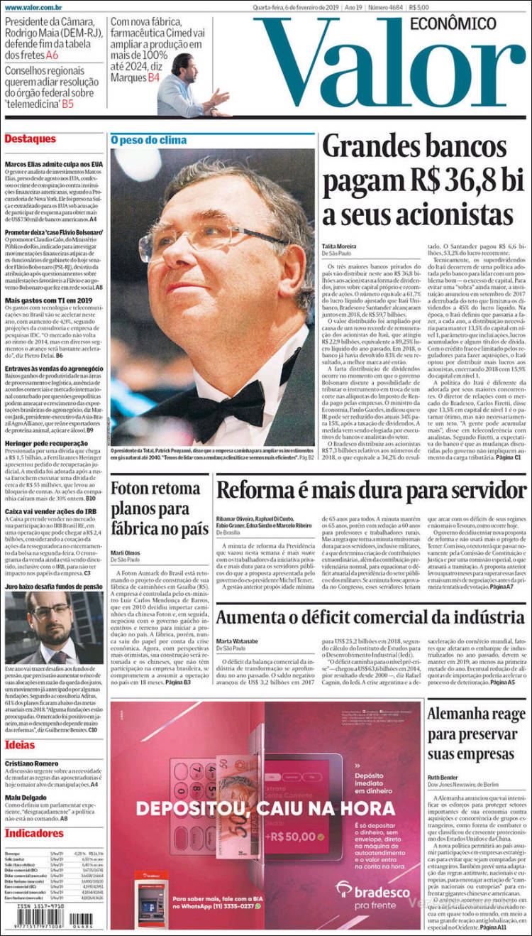 Portada de Valor Econômico (Brasil)