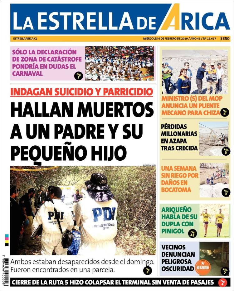 Portada de La Estrella de Arica (Chile)