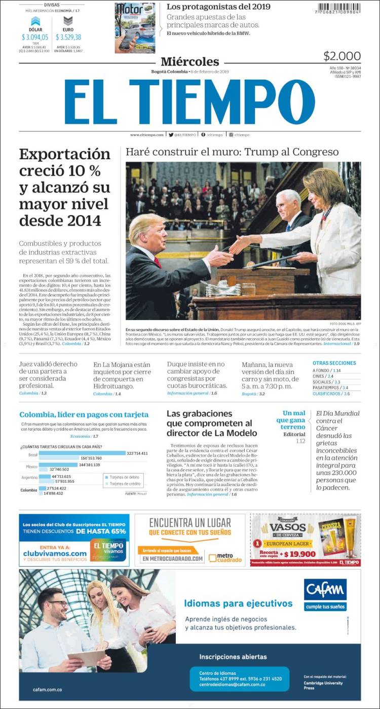 Portada de El Tiempo (Colombia)