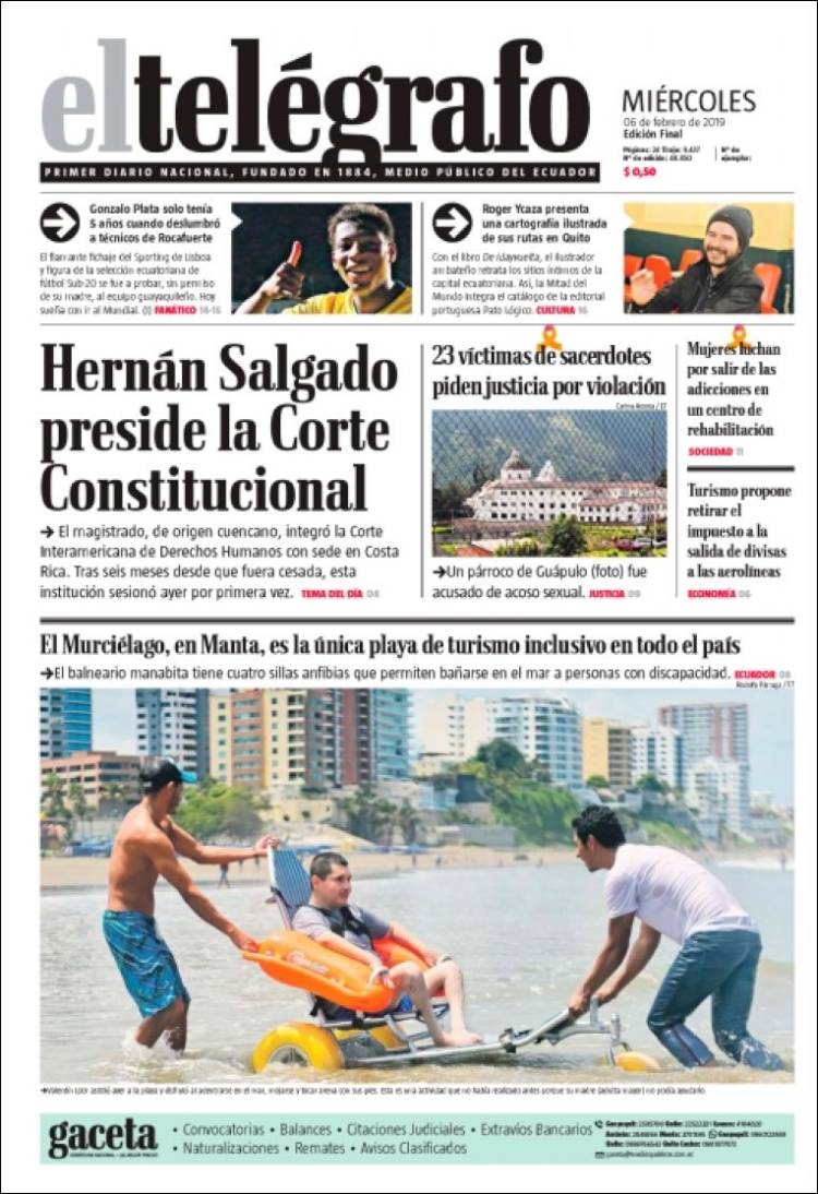 Portada de El Telégrafo (Ecuador)