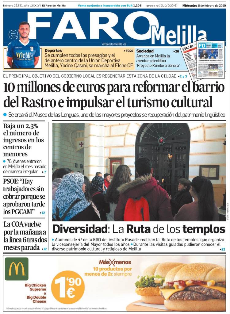 Portada de El Faro de Melilla (Espa&ntilde;a)