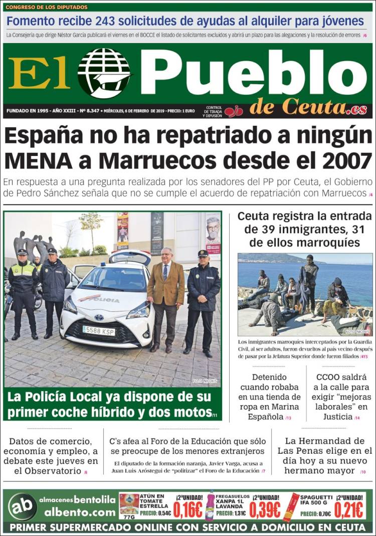 Portada de El Pueblo de Ceuta (Espa&ntilde;a)