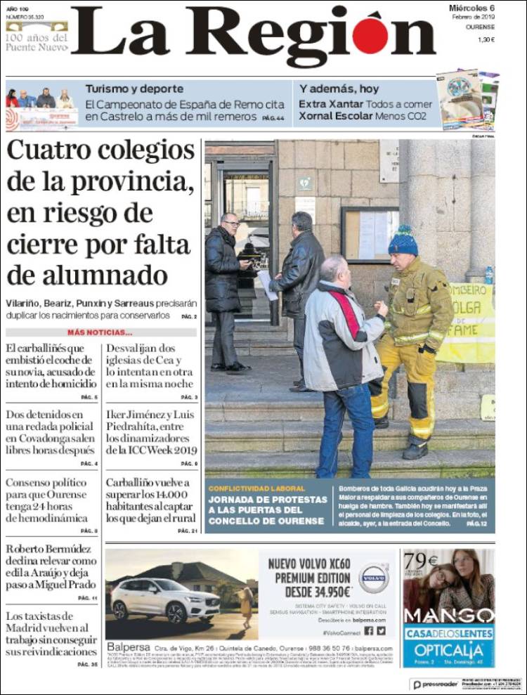 Portada de La Región de Ourense (Espa&ntilde;a)