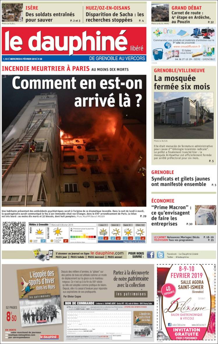 Portada de Le Dauphiné Libéré (Francia)