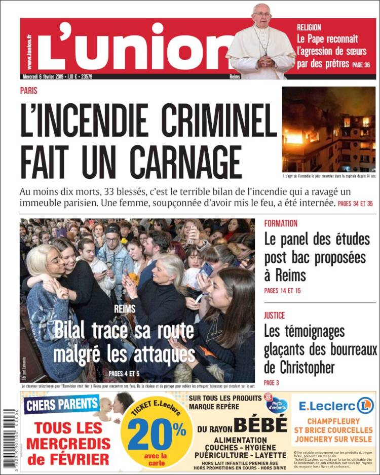Portada de L'Union (Francia)