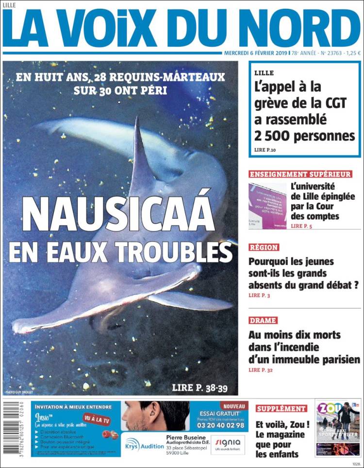 Portada de La Voix du Nord (Francia)