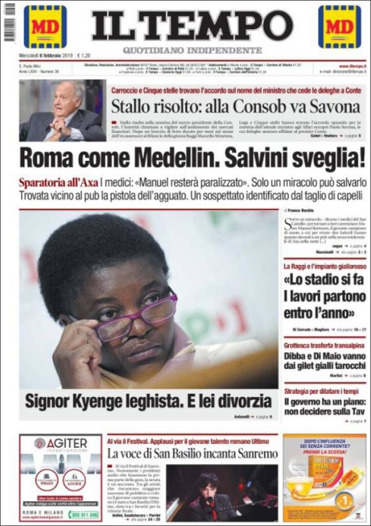 Portada de Il Tempo (Italia)