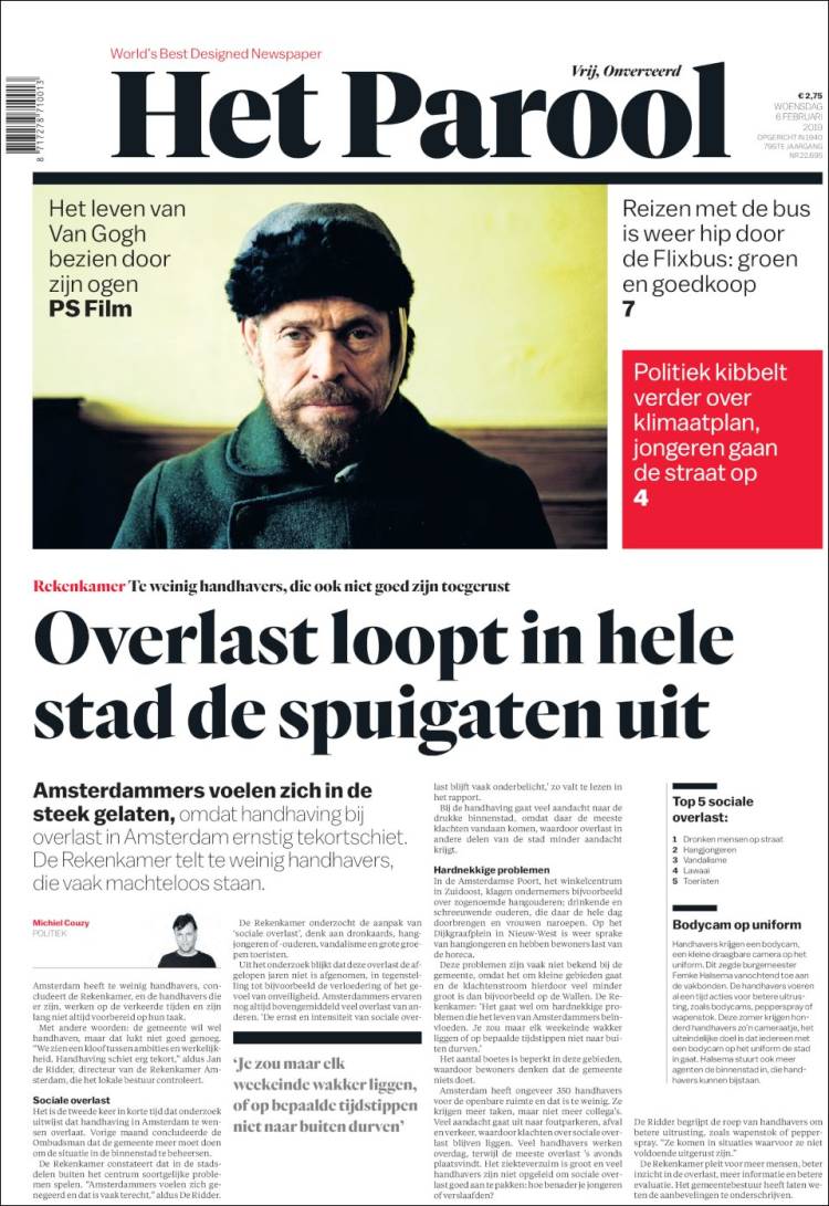 Portada de Het Parool (Pa&iacute;ses Bajos)