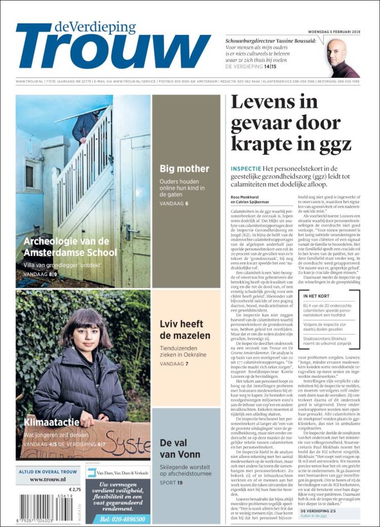 Portada de Trouw (Pa&iacute;ses Bajos)