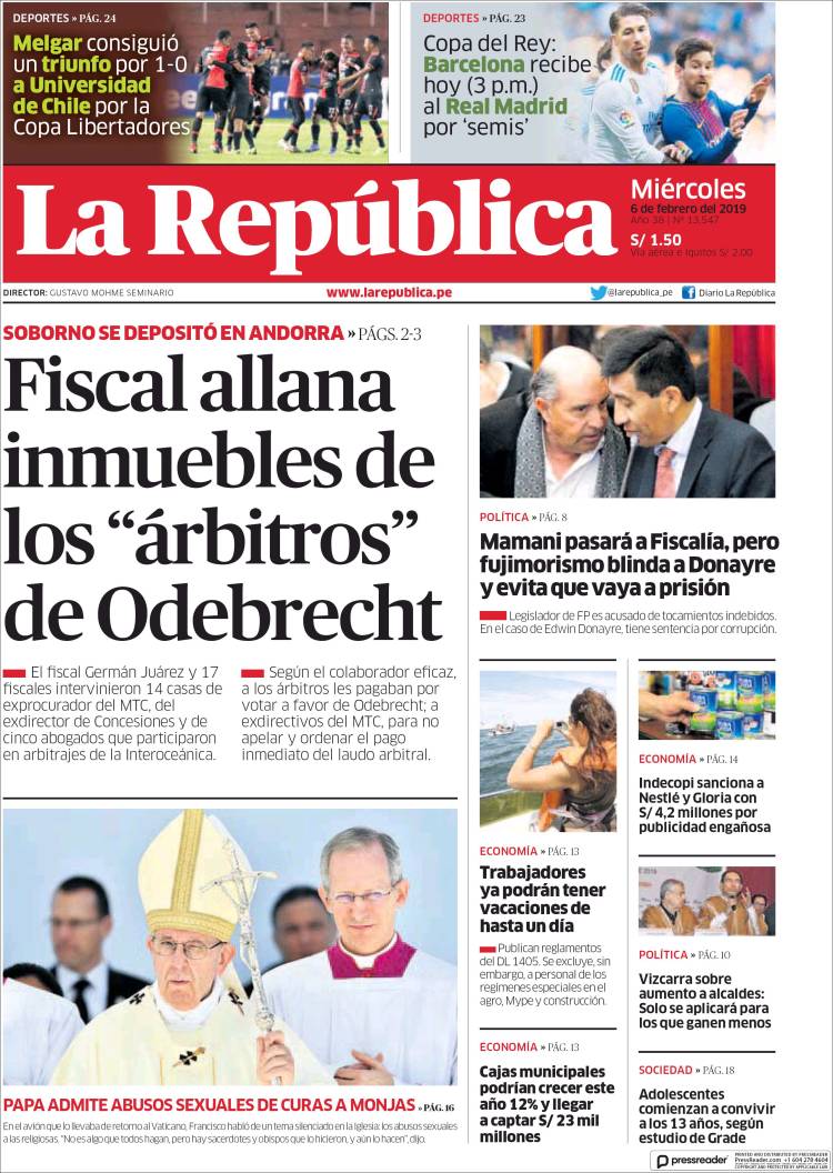 Portada de La Republica (Per&uacute;)
