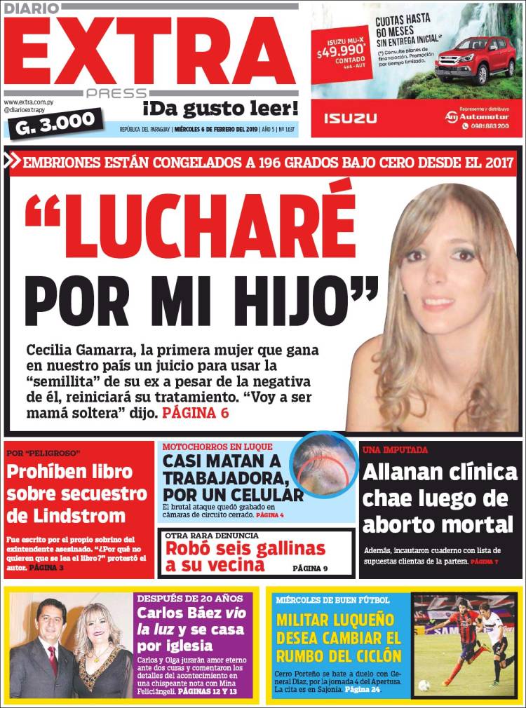 Portada de Diario Extra (Paraguay)