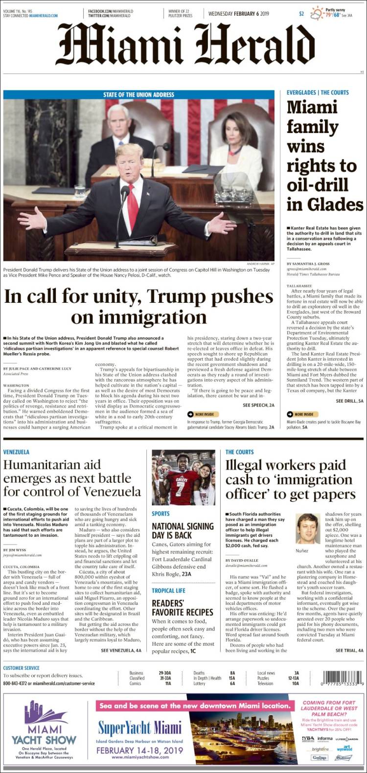 Portada de Miami Herald (USA)