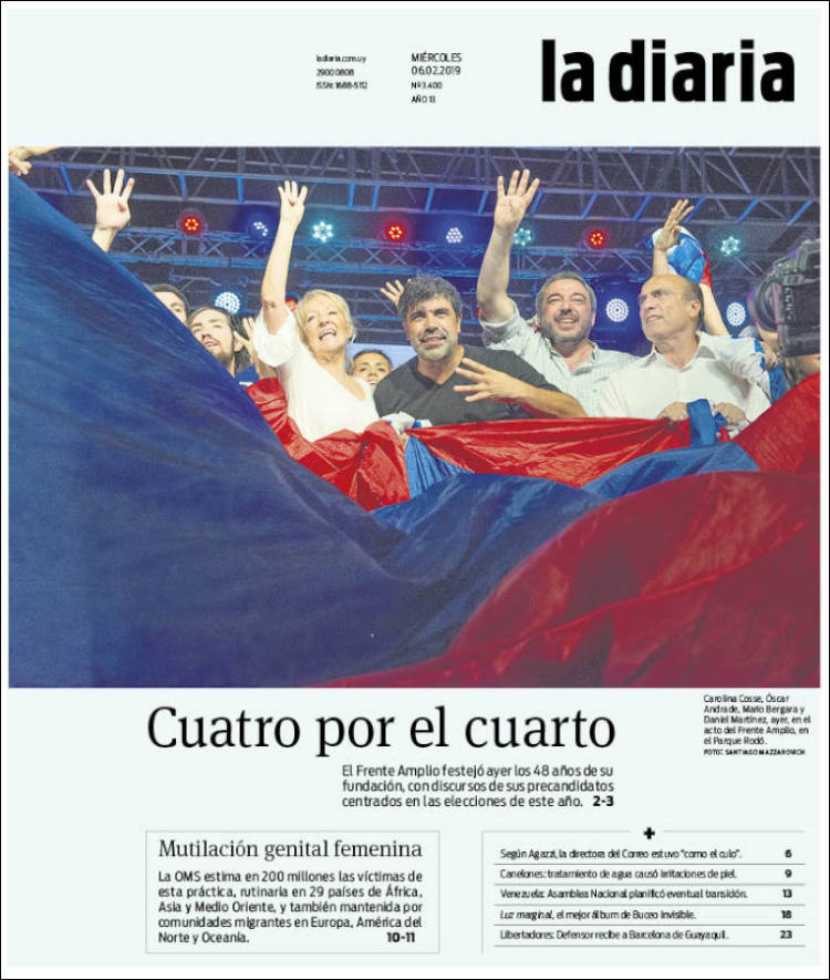 Portada de La Diaria (Uruguay)