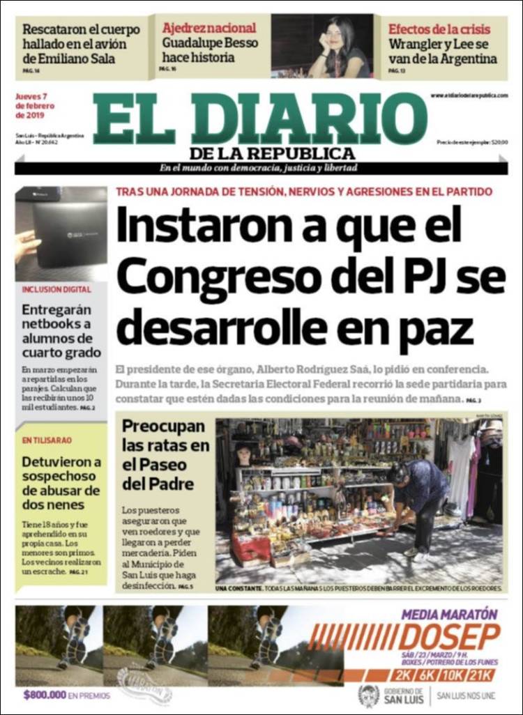 Portada de Diario de la República (Argentine)
