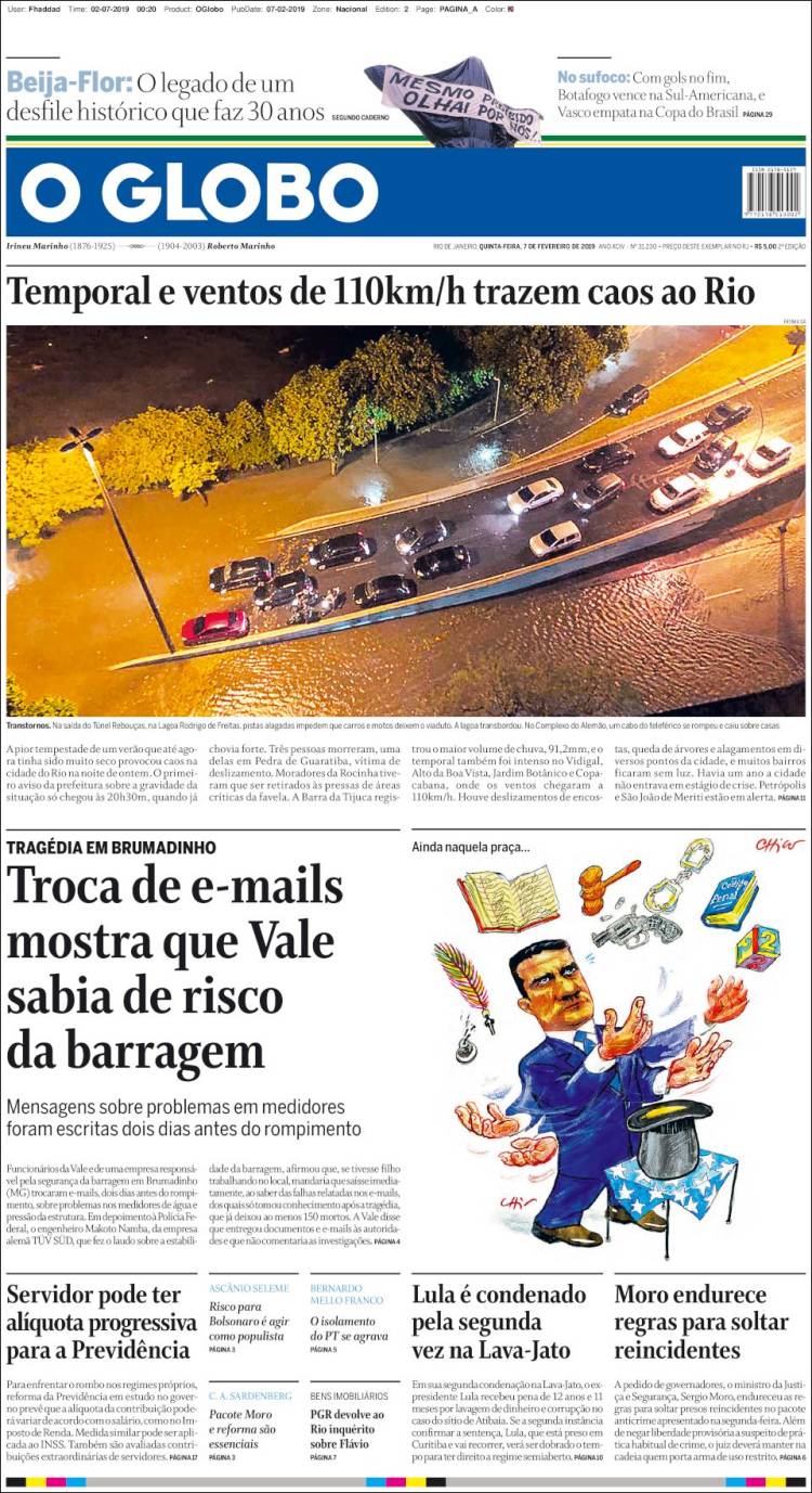 Portada de O Globo (Brasil)