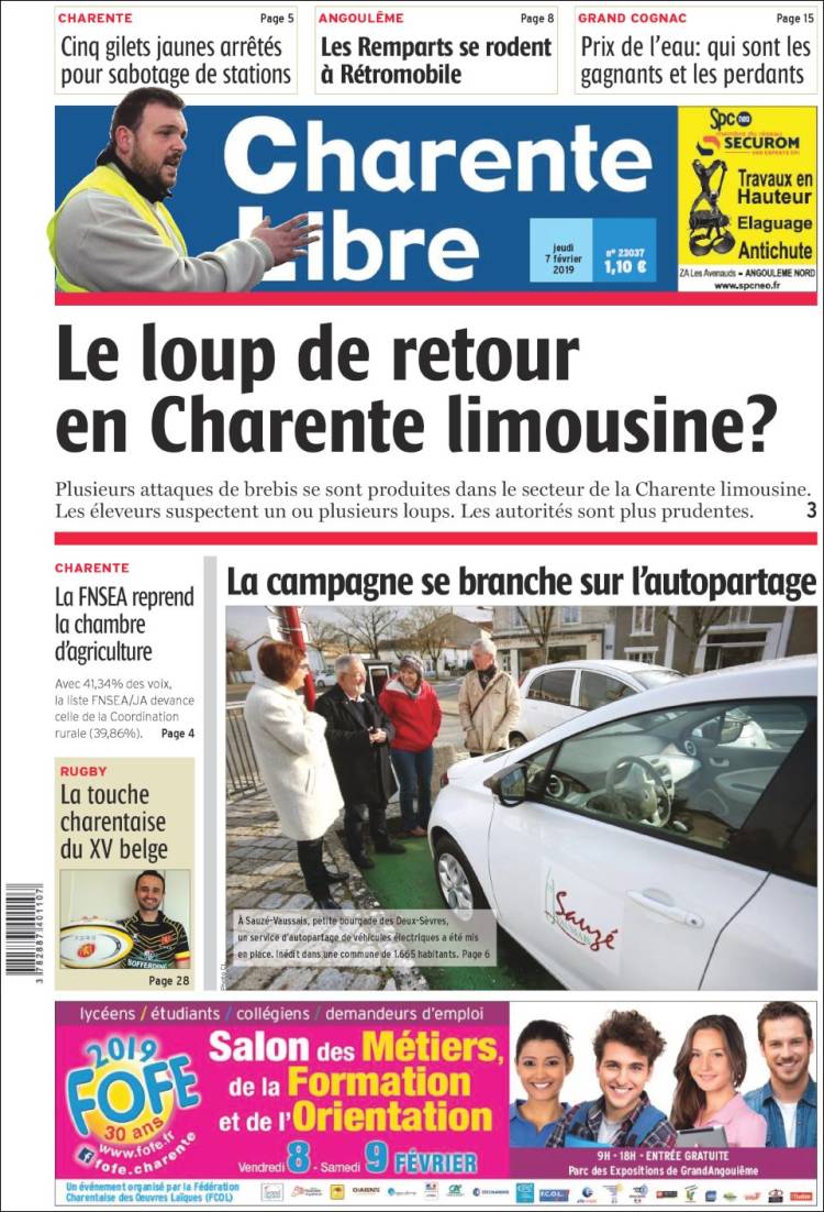 Portada de Charente Libre (Francia)