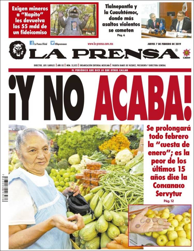 Portada de La Prensa (Mexico)