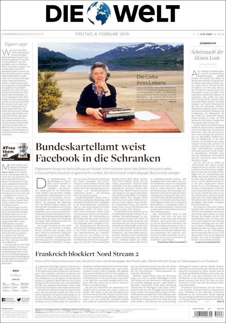 Portada de Die Welt (Germany)