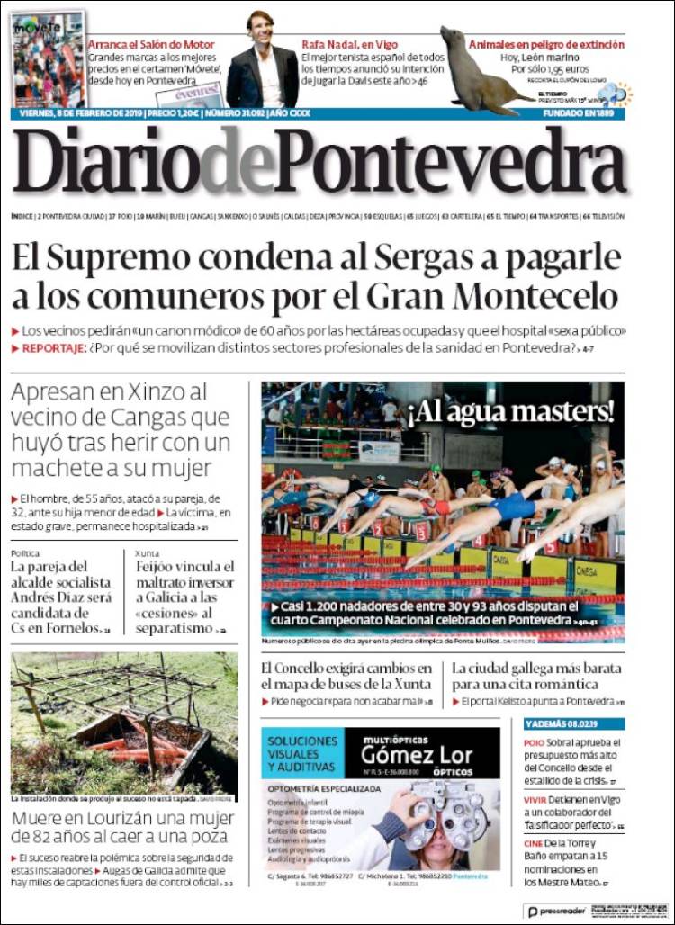 Portada de Diario de Pontevedra (España)