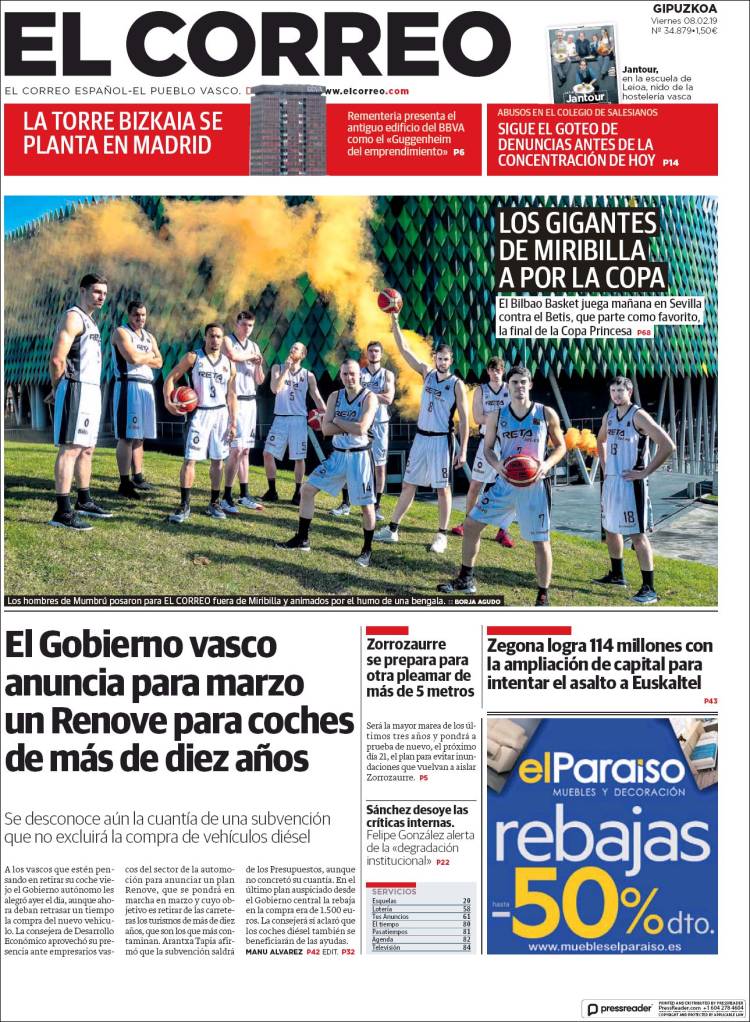 Portada de El Correo - Guipuzcoa (España)