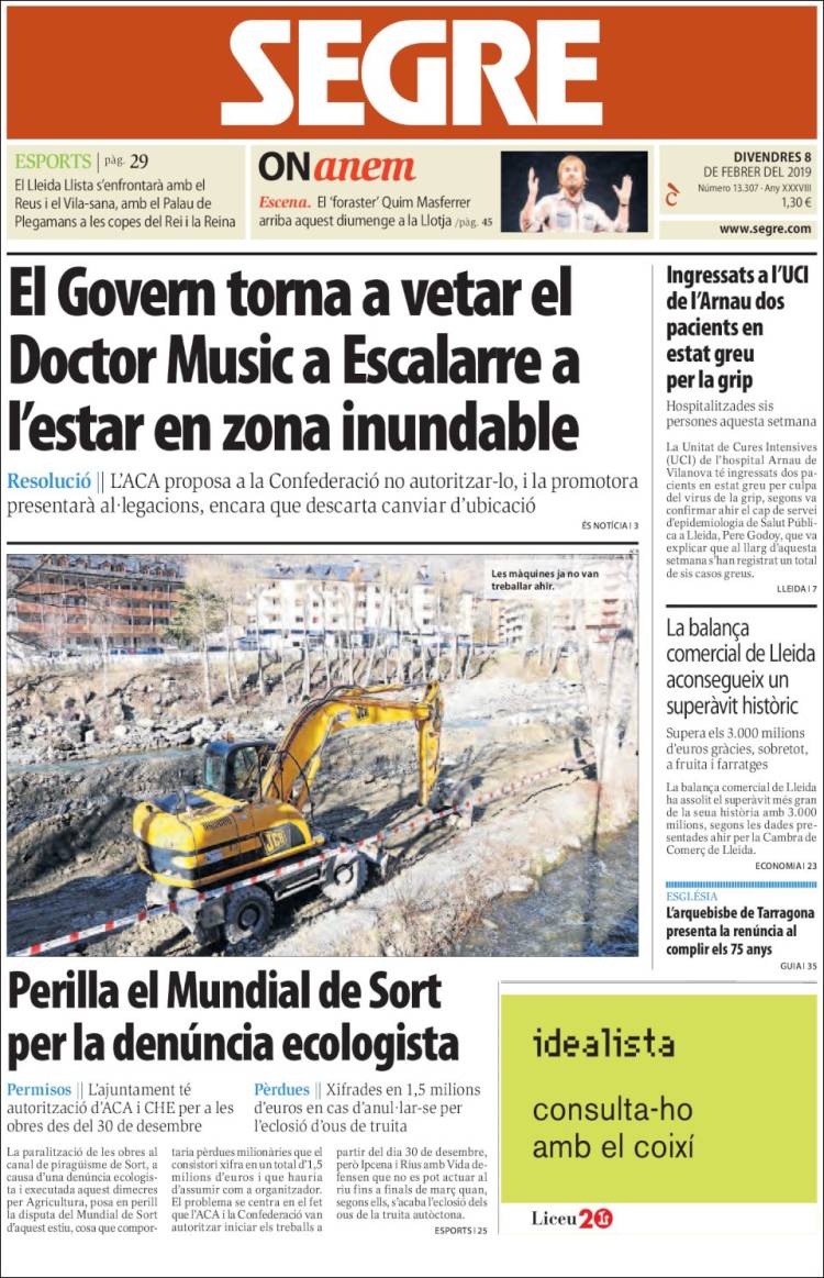 Portada de Segre (España)