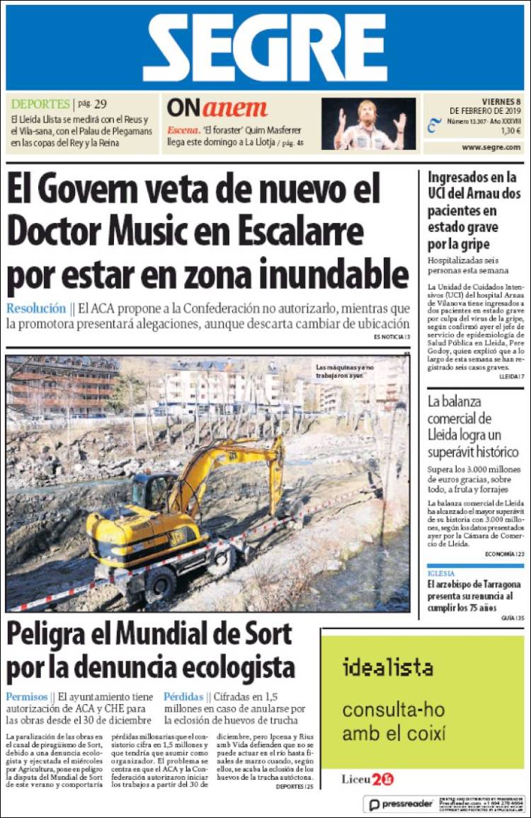 Portada de Segre  (Spain)