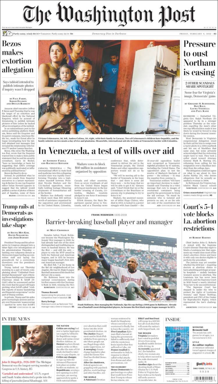 Portada de The Washington Post (USA)