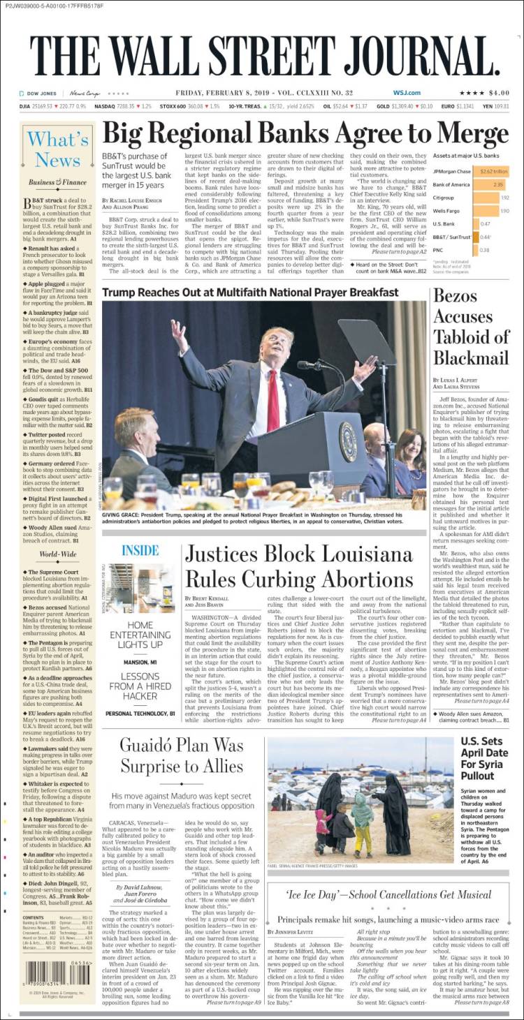 Portada de Wall Street Journal (USA)