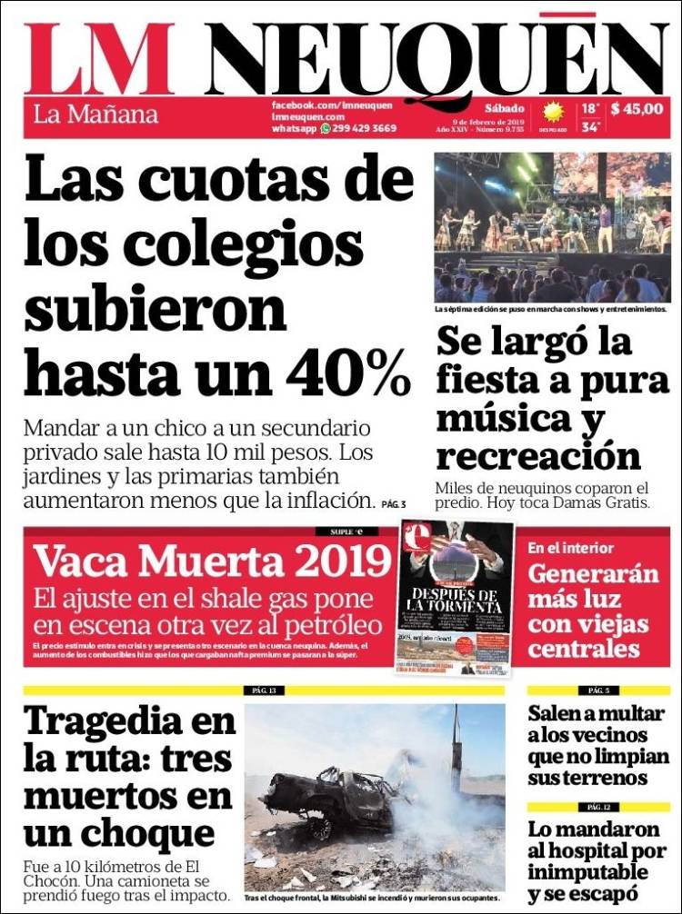 Portada de La Mañanade Neuquén (Argentina)