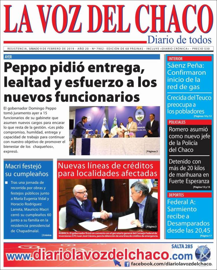 Portada de La Voz del Chaco (Argentina)