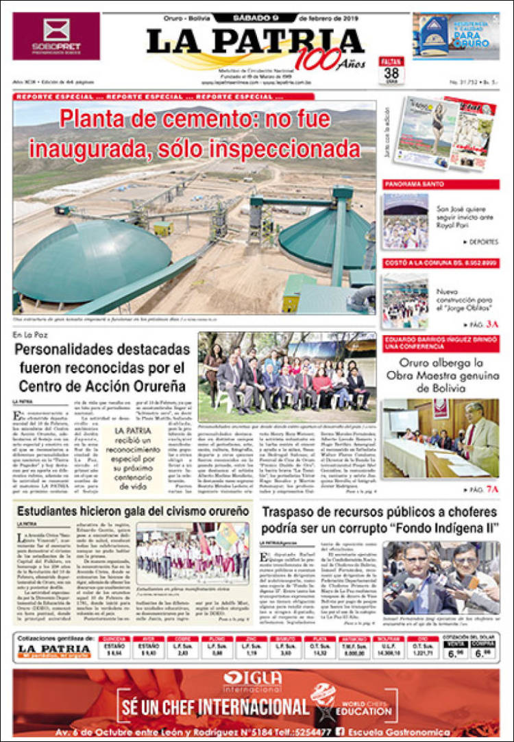 Portada de La Patria (Bolivia)