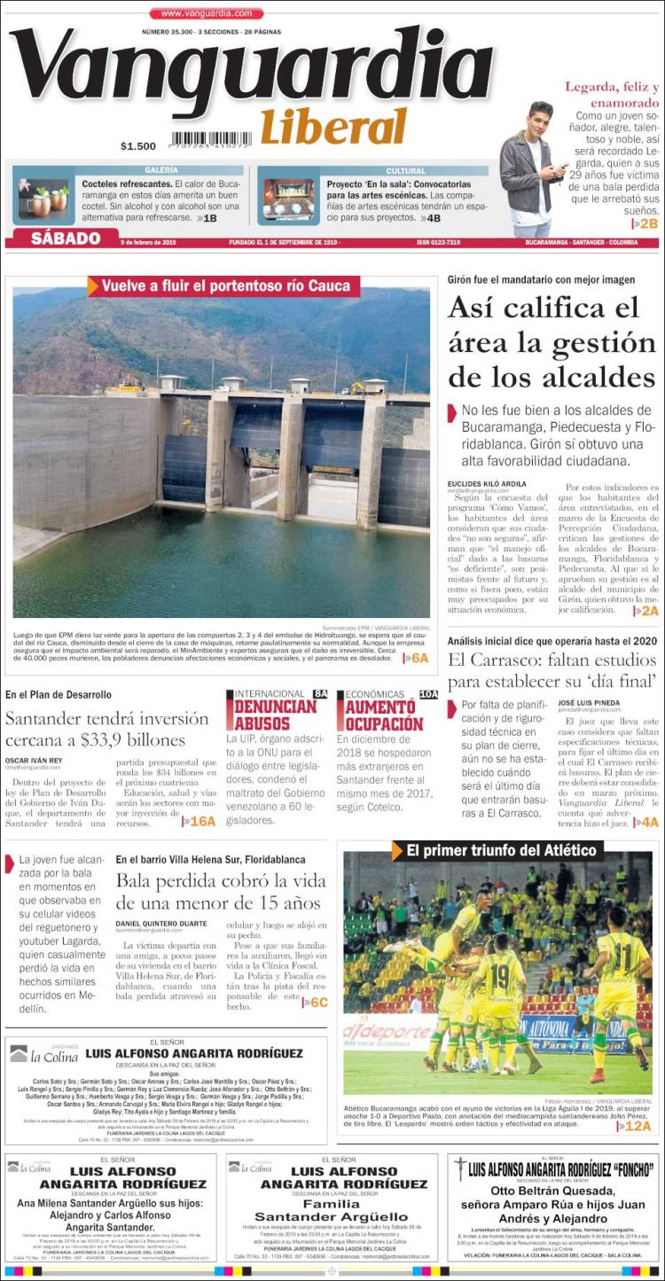 Portada de Vanguardia Liberal (Colombia)