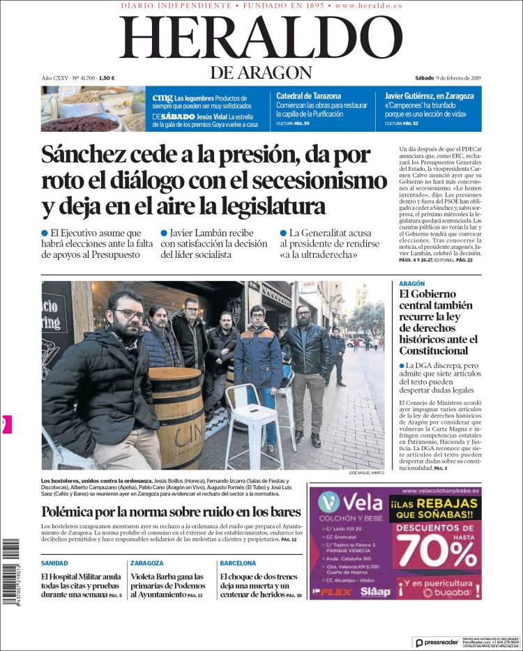 Portada de Heraldo de Aragón (Espa&ntilde;a)