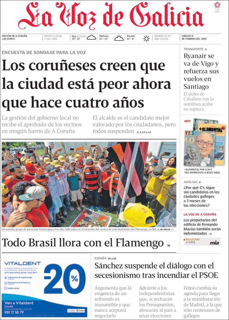 Portada de La Voz de Galicia (Espa&ntilde;a)