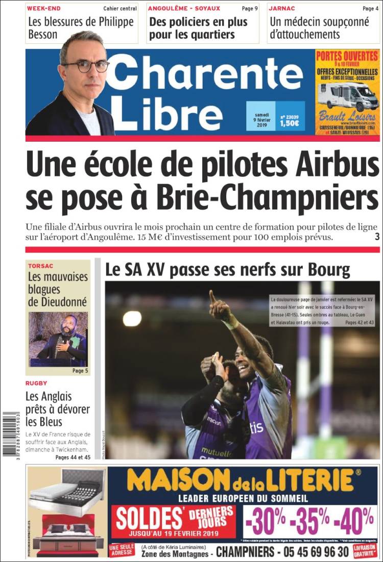 Portada de Charente Libre (Francia)